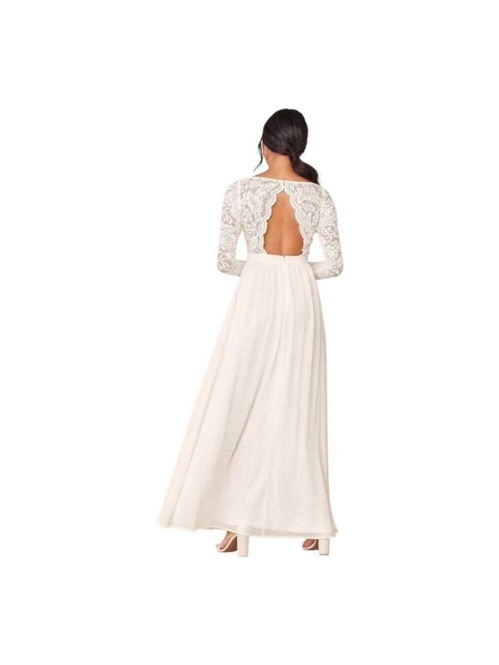 Lulus White Lace Long Sleeve Maxi Wedding Dress Size S - Picture 2 of 16